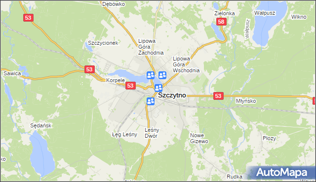 mapa Szczytno, Szczytno na mapie Targeo