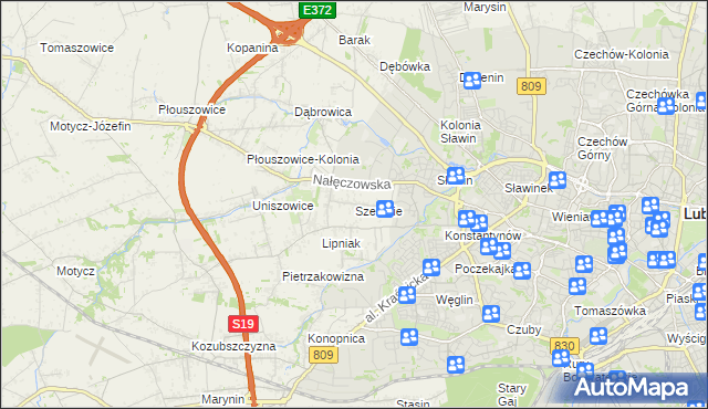 mapa Szerokie gmina Konopnica, Szerokie gmina Konopnica na mapie Targeo