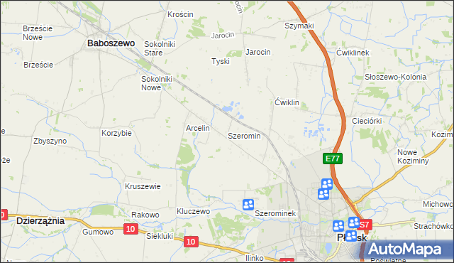 mapa Szeromin, Szeromin na mapie Targeo