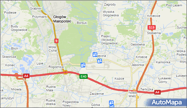 mapa Tajęcina, Tajęcina na mapie Targeo