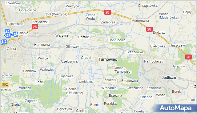 mapa Tarnowiec powiat jasielski, Tarnowiec powiat jasielski na mapie Targeo