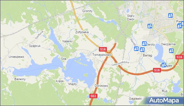 mapa Tomaszkowo, Tomaszkowo na mapie Targeo