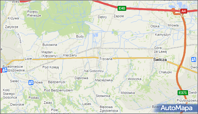 mapa Trzciana gmina Świlcza, Trzciana gmina Świlcza na mapie Targeo