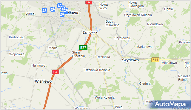 mapa Trzcianka gmina Szydłowo, Trzcianka gmina Szydłowo na mapie Targeo