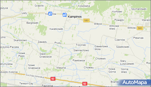 mapa Trzciniec gmina Leszno, Trzciniec gmina Leszno na mapie Targeo