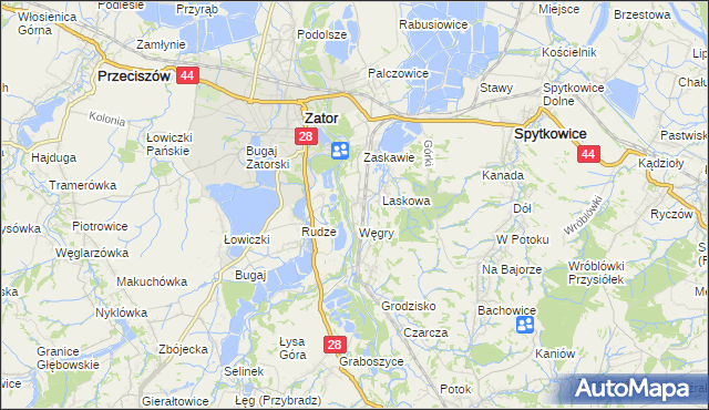 mapa Trzebieńczyce, Trzebieńczyce na mapie Targeo