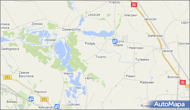 mapa Tuczno gmina Złotniki Kujawskie, Tuczno gmina Złotniki Kujawskie na mapie Targeo