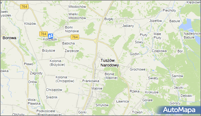 mapa Tuszów Narodowy, Tuszów Narodowy na mapie Targeo