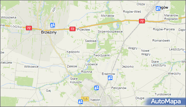 mapa Tworzyjanki, Tworzyjanki na mapie Targeo