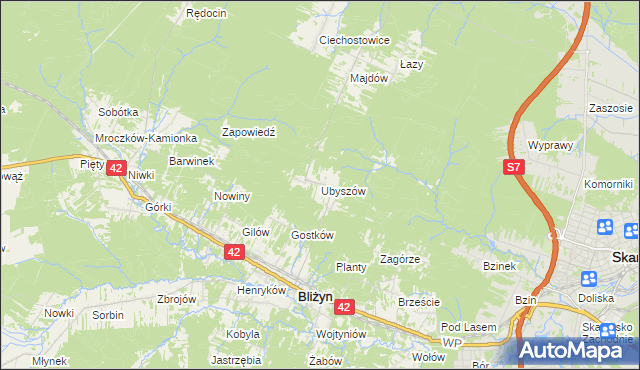 mapa Ubyszów, Ubyszów na mapie Targeo