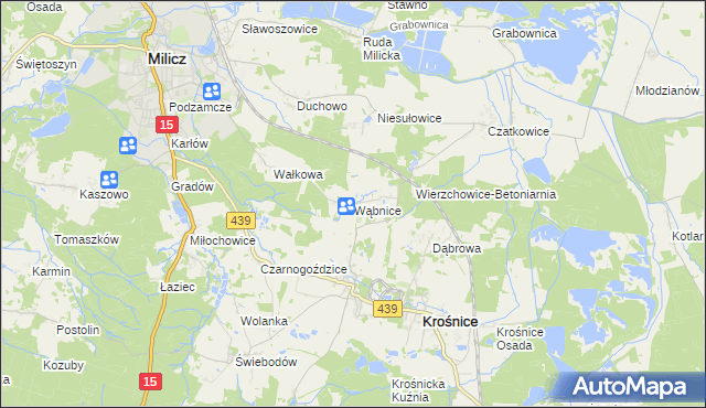 mapa Wąbnice, Wąbnice na mapie Targeo