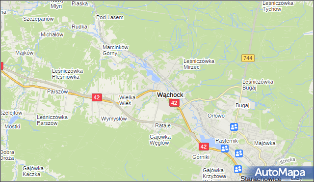 mapa Wąchock, Wąchock na mapie Targeo