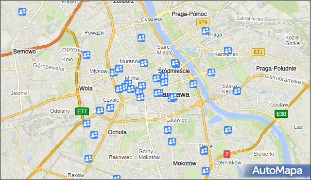 mapa Warszawy, Warszawa na mapie Targeo