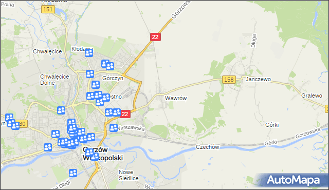 mapa Wawrów, Wawrów na mapie Targeo