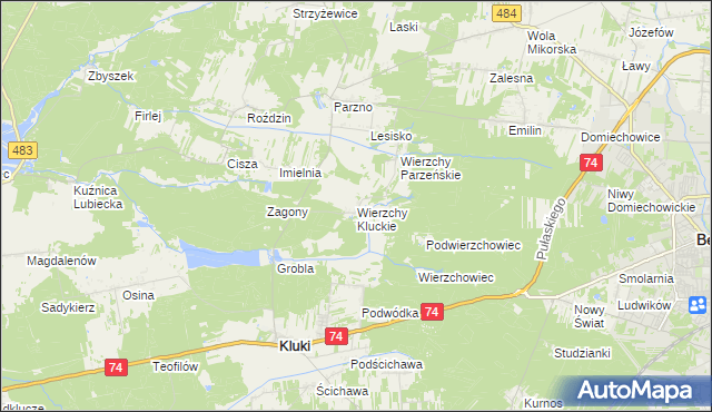 mapa Wierzchy Kluckie, Wierzchy Kluckie na mapie Targeo