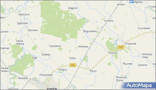 mapa Wiklewo, Wiklewo na mapie Targeo