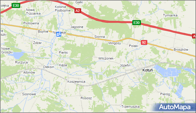 mapa Wilczonek, Wilczonek na mapie Targeo