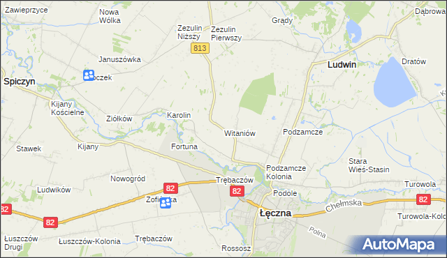mapa Witaniów, Witaniów na mapie Targeo