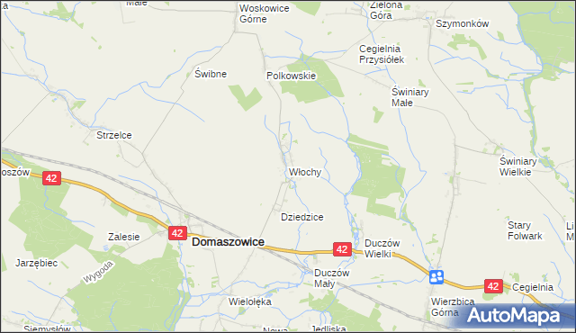 mapa Włochy gmina Domaszowice, Włochy gmina Domaszowice na mapie Targeo