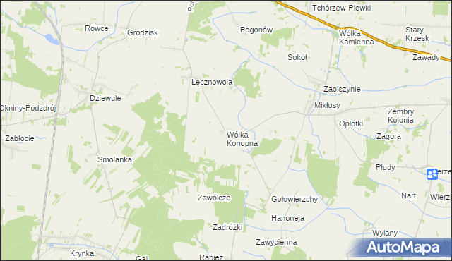mapa Wólka Konopna, Wólka Konopna na mapie Targeo