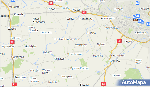 mapa Wroczyny, Wroczyny na mapie Targeo