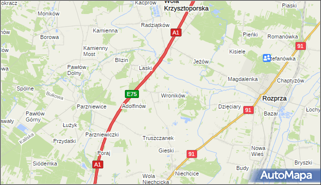 mapa Wroników, Wroników na mapie Targeo