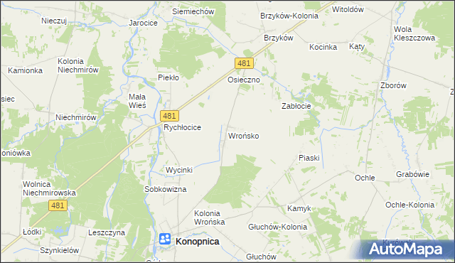 mapa Wrońsko, Wrońsko na mapie Targeo