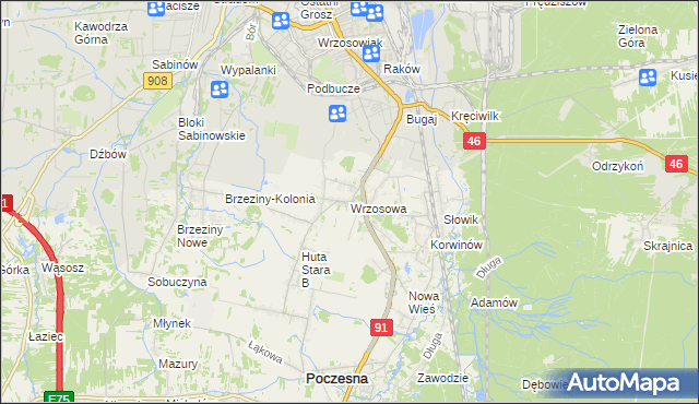mapa Wrzosowa, Wrzosowa na mapie Targeo