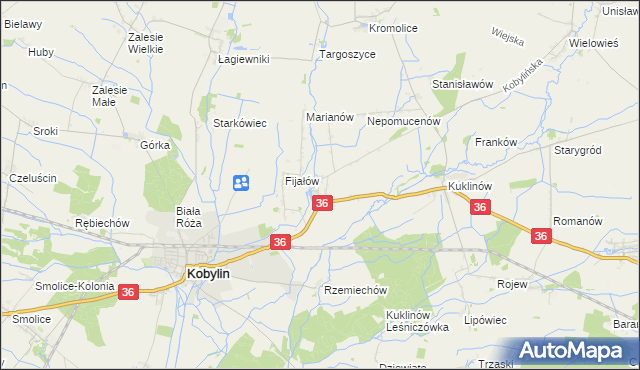 mapa Wyganów gmina Kobylin, Wyganów gmina Kobylin na mapie Targeo
