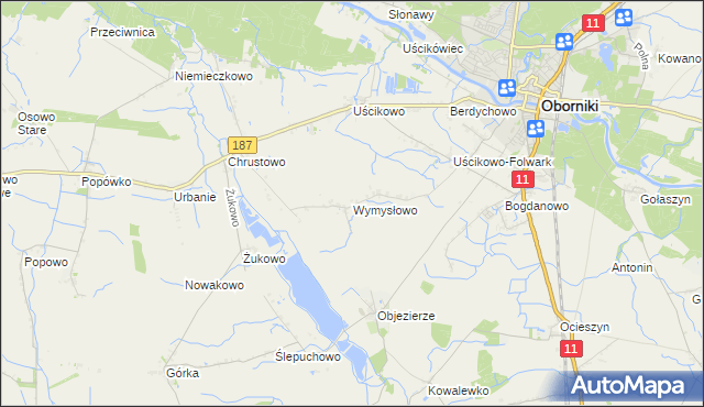 mapa Wymysłowo gmina Oborniki, Wymysłowo gmina Oborniki na mapie Targeo