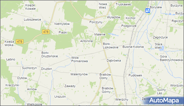 mapa Wyrębów gmina Zadzim, Wyrębów gmina Zadzim na mapie Targeo