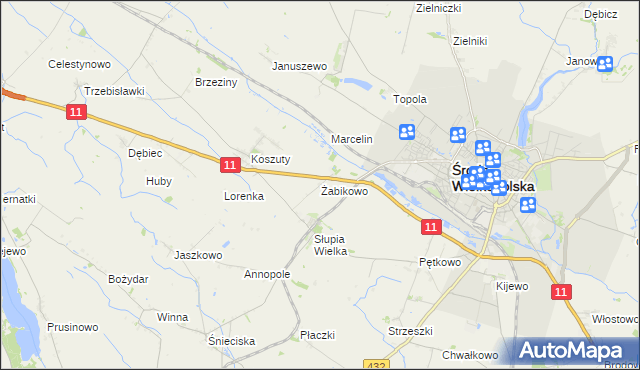 mapa Żabikowo, Żabikowo na mapie Targeo