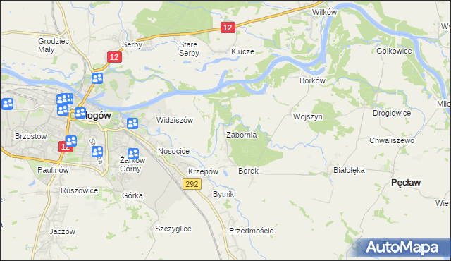 mapa Zabornia gmina Głogów, Zabornia gmina Głogów na mapie Targeo