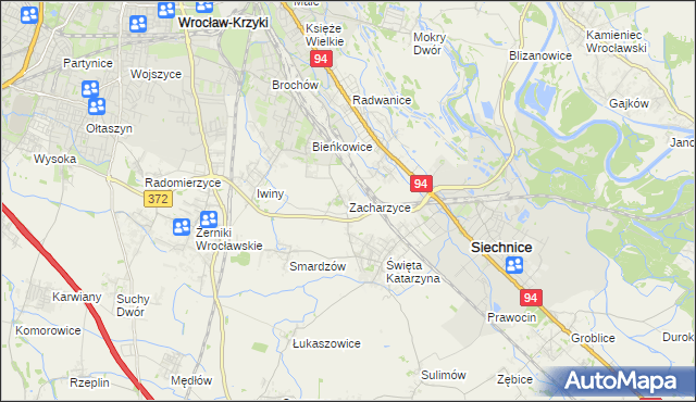 mapa Zacharzyce, Zacharzyce na mapie Targeo
