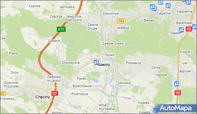 mapa Zagrody gmina Sitkówka-Nowiny, Zagrody gmina Sitkówka-Nowiny na mapie Targeo