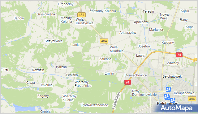 mapa Zalesna, Zalesna na mapie Targeo