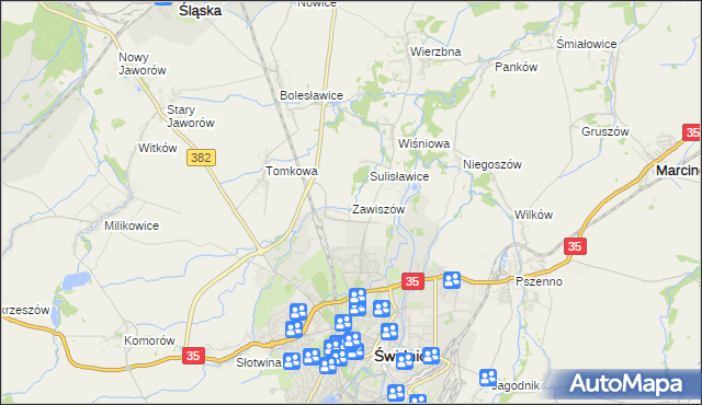 mapa Zawiszów, Zawiszów na mapie Targeo