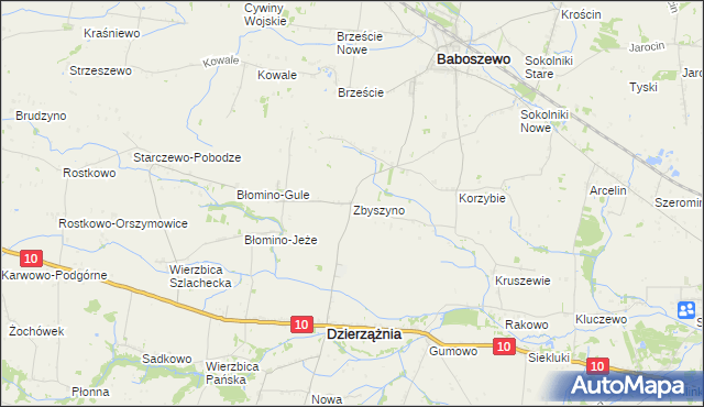 mapa Zbyszyno, Zbyszyno na mapie Targeo