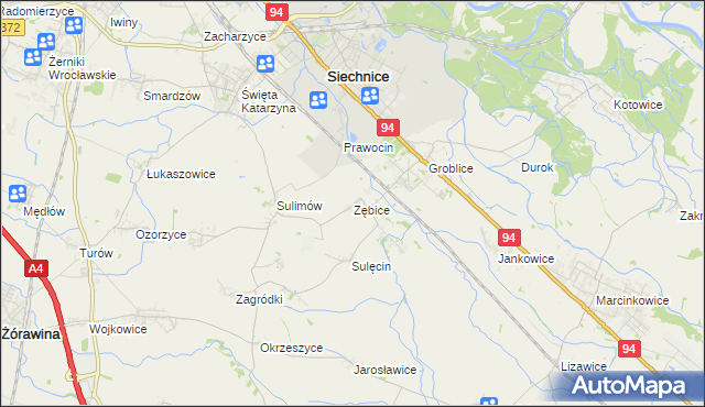 mapa Zębice, Zębice na mapie Targeo