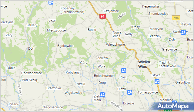 mapa Zelków, Zelków na mapie Targeo