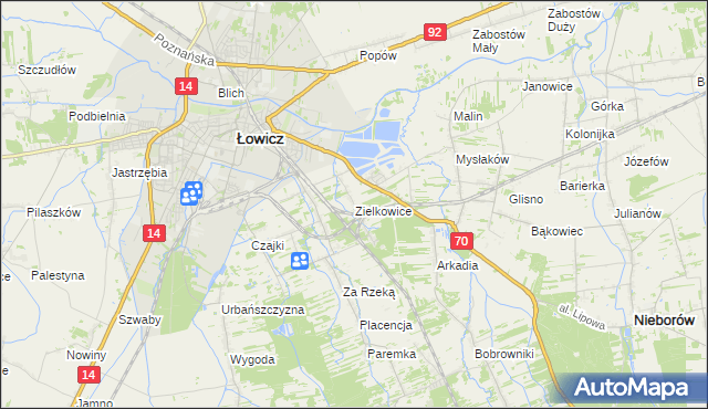 mapa Zielkowice, Zielkowice na mapie Targeo