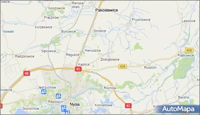 mapa Złotogłowice, Złotogłowice na mapie Targeo