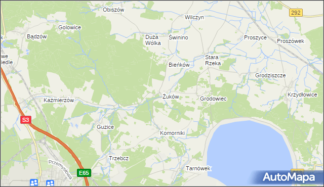 mapa Żuków gmina Polkowice, Żuków gmina Polkowice na mapie Targeo