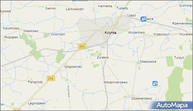 mapa Żurawia gmina Kcynia, Żurawia gmina Kcynia na mapie Targeo