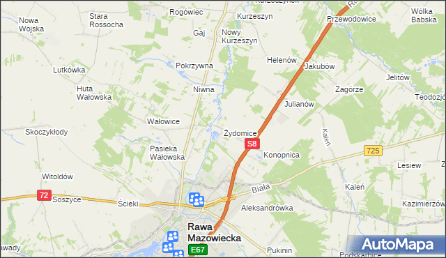 mapa Żydomice, Żydomice na mapie Targeo
