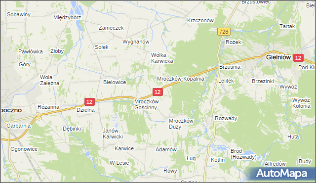 mapa Kraszków gmina Opoczno, Kraszków gmina Opoczno na mapie Targeo