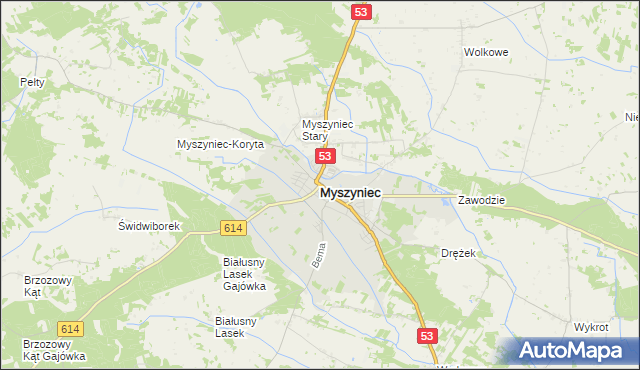 mapa Myszyniec, Myszyniec na mapie Targeo