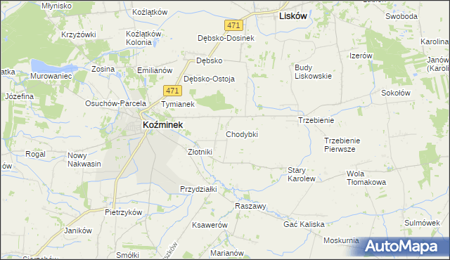 mapa Chodybki, Chodybki na mapie Targeo