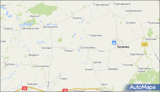 mapa Goncarzewy, Goncarzewy na mapie Targeo