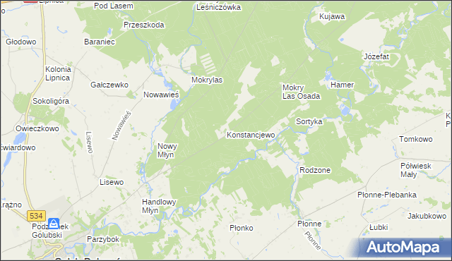 mapa Konstancjewo, Konstancjewo na mapie Targeo